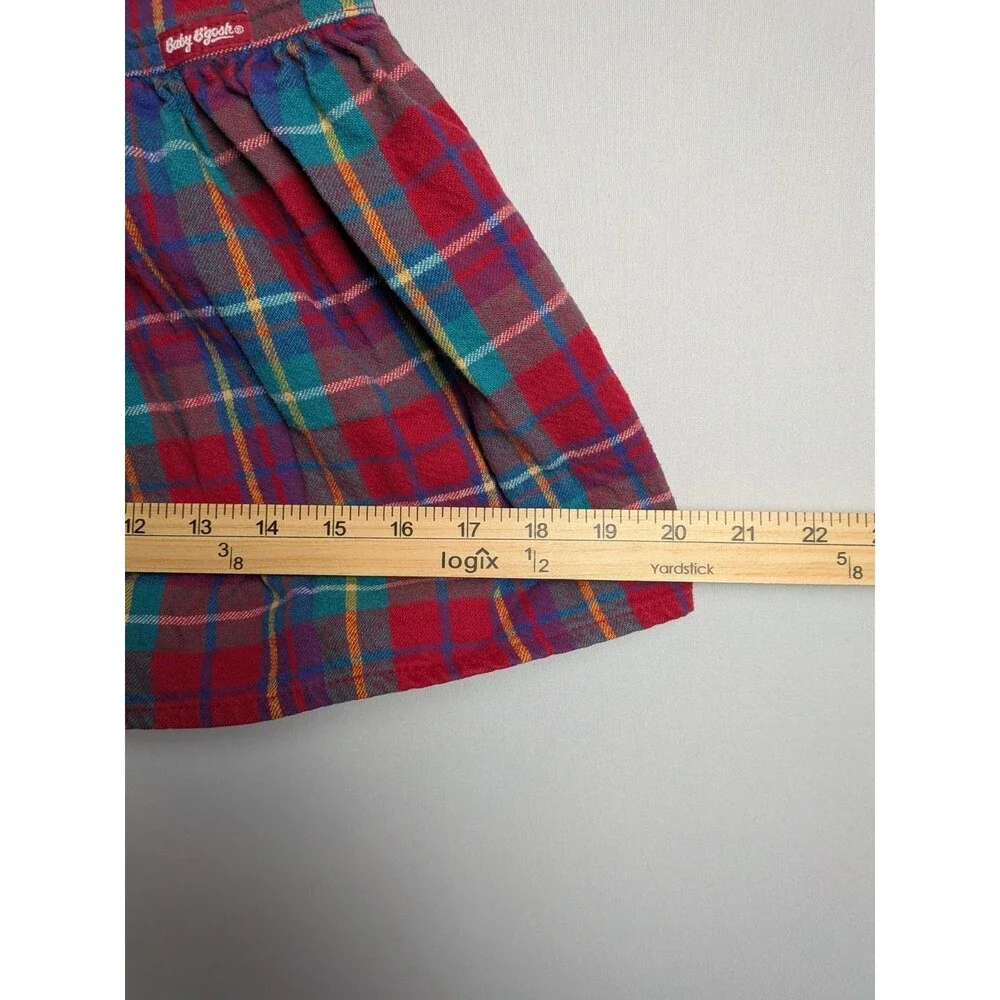 Vintage OshKosh Girls Pink Blue Plaid Overall Dress 18 Months Sleeveless Cotton